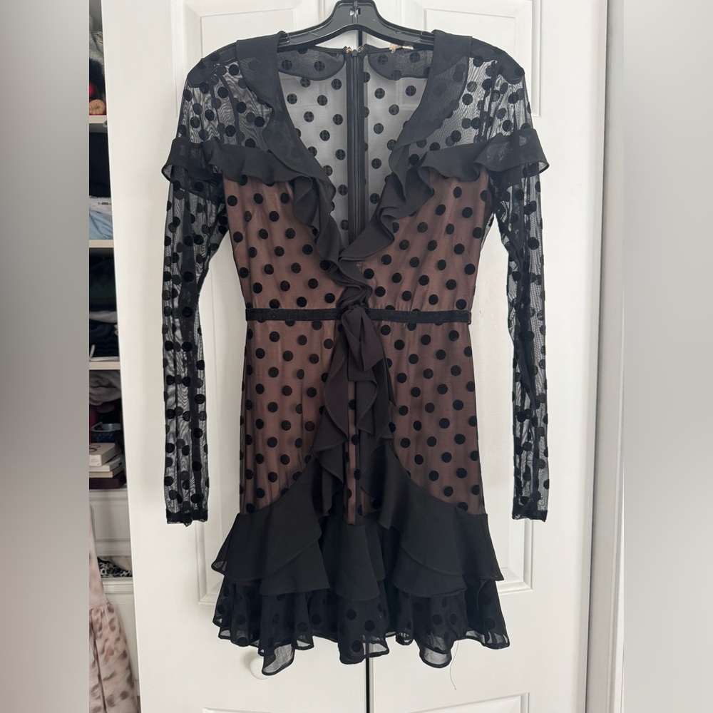 For Love and Lemons Black Polka Dot Mini Dress